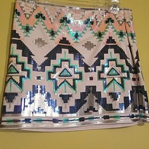 Aztec sequin mini skirt